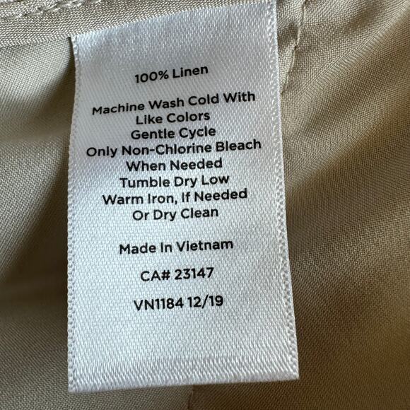 Talbots 100% Linen Wide Leg Crop Pants Trousers Comfort Waist Tan 12 Coastal - Picture 8 of 12